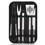 Lot de 5 accessoires de barbecue multifonction en acier inoxydable dans un �tui pour pique - nique, camping, ...