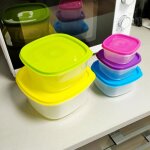 Lot de 5 botes alimentaires hermtiques avec couvercles pour conservation et rfrigration