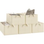 Lot de 5 botes de rangement woltu, en tissu, cube de rangement sans couvercle, avec poigne, crme, ...
