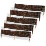 Lot de 5 bordures de jardin en osier. palissade de jardin. clture en osier 100 cm.