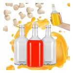 Lot de 5 bouteilles blanka �l�gantes de 500 ml en verre avec bouchon en li�ge pour liqueurs, jus et vins ...
