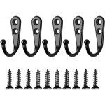 Lot de 5 crochets muraux noir, pat�re pour manteau, robustes avec vis id�aux pour chambre, entr�e, salle ...