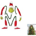 Lot de 5 d�corations de sapin de no�l grinch, t�te d'elfe, bras et jambes pour sapin de no�l, couronne ...