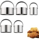 Lot de 5 emporte - pi�ces ronds en acier inoxydable pour biscuits, g�teaux, mousses et p�tisseries.