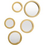 Lot de 5 miroirs muraux rond  new york  28cm dor�