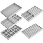 Lot de 5 plateaux rangement bijoux, plateaux � bijoux en velours, pour boucles d'oreilles, bagues, colliers ...