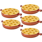 Lot de 5 po�lons � escargots 12 trous en porcelaine plat cuisson pour escargots avec poign�e , passe ...