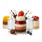 Lot de 5 pots � dessert de 250 ml en verre en forme de c?ur, pour desserts et yaourts.