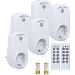 Lot de 5 prise connectee, prise t�l�command�e sans fil avec 2 t�l�commandes 2 piles fournies 30m de dnce ...