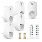 Lot de 5 prise programmable �lectrique, prise t�l�command�e sans fil avec 2 t�l�commandes 2 piles fournies, ...