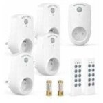 Lot de 5 prise programmable �lectrique, prise t�l�command�e sans fil avec 2 t�l�commandes 2 piles fournies, ...