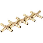 Lot de 5 raccords en croix en laiton � 4 voies pour tuyaux, connecteurs cannel�s pour air, eau, huile, ...