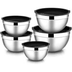 Lot de 5 saladiers empilables en acier inoxydable avec couvercle herm�tique pour la cuisine, la cuisson, ...