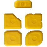 Lot de 5 spatules professionns, silicone et acrylique - raclette pour joints parfaits - jaune