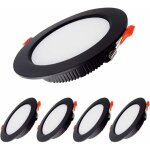 Lot de 5 spots encastrables led noir, extra plat, 5w 500lm=50w incandescent, ip44, blanc naturel 4000k, ...
