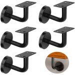 Lot 5 supports de main - courante d'escalier noir, supports de rampe d'escalier en acier inoxydable, ...