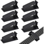Lot de 50 attaches adh�sives noires pour c�bles, rangement et gestion des c�bles ethernet (tv, chargeur, ...
