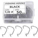 Lot de 50 hame�ons de p�che en acier inoxydable haute r�sistance, � longue anse, efficaces pour l'app�tage ...