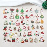 Lot de 50 pendentifs de no�l en �mail - petit pendentif de no�l - breloques d'arbre de no�l - mini sapin ...