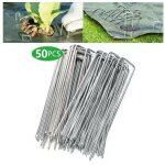 Lot de 50 piquets de fixation en acier galvanis pour bche anti - mauvaises herbes - 200x40mm - 2, ...