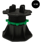 Lot de 50 plots r�glables 50 � 80 mm dalle et carrelage - coloris - noir, unit�s - 50 pi�ces