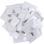 Lot de 50 porte badge plastique horizontal � pince - 90 x 56 mm - badge infirmiere, ecoles, entreprises, ...