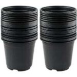 Lot de 50 pots de fleurs en plastique noir de 15 cm pour plantes succulentes, lgumes et boutures