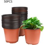 Lot de 50 pots de semis en plastique de 15 cm, pots de fleurs d'extrieur, pots de tomates en pot, marron ...