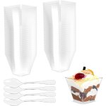 Lot de 50 tasses � dessert avec 50 cuill�res, bols � dessert de 60 ml, gobelets � dessert en plastique, ...