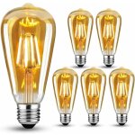 Forehill - lot de 6 ampoules edison vintage e27 led  incandescence, 6 w (remplace 60 w), ampoule rtro ...