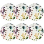 Lot de 6 assiettes calottes en porcelaine 21cm, aquarelle