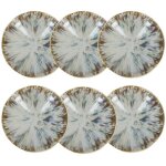 Lot de 6 assiettes creuses abstraites en porcelaine 21cm, maka