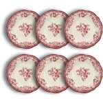 Lot de 6 assiettes creuses fleuries en porcelaine 22cm, faustine