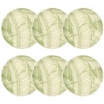 Lot de 6 assiettes creuses en gr�s 20, 5cm, leaves