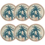 Lot de 6 assiettes creuses en gr�s 21, 5cm, tropique