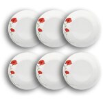 Lot de 6 assiettes creuses en porcelaine 20, 5cm, coquelicot
