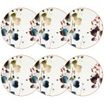 Lot de 6 assiettes  dessert en porcelaine 20cm, aquarelle