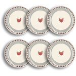 Lot de 6 assiettes plates en grès 26cm, gallina Lot de 6 assiettes plates en grès 26cm, gallina