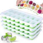 Lot de 6 bacs  glaons avec couvercle, moule  glaons en silicone sans bpa certifi lfgb, empilable ...