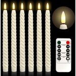 Lot de 6 (beige) bougies � led, bougie chandelier led d�corative, sans flamme, t�l�commande avec minuterie, ...