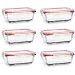 Lot de 6 bo�tes herm�tiques en verre 370ml, cl�mentine