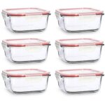Lot de 6 boîtes hermétiques en verre 800ml, clémentine Lot de 6 boîtes hermétiques en verre 800ml, clémentine
