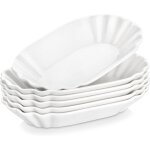 Lot de 6 bols � tapas et sauces, assiettes � ap�ritif rectangulaires en porcelaine, 19, 8 x 12 cm, assiette ...