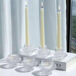 Lot de 6 bougeoirs transparents pour bougies chauffe - plat et chandeliers coniques en verre pour centre ...