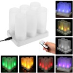 Lot de 6 bougies chauffe - plat rechargeables à led sans flamme, changeantes de couleur, idéales pour ... Lot de 6 bougies chauffe - plat rechargeables à led sans flamme, changeantes de couleur, idéales pour ...