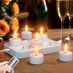 Lot de 6 bougie led rechargeable bougie chauffe - plat led �lectrique flamme vacillante avec station ...
