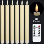 Lot de 6 bougies led vacillantes  piles avec tlcommande et mche chaude 3d pour fentre, cire vritable, ...