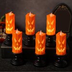 Lot de 6 bougies sans flamme pour halloween, lanternes d�coratives � led, d�coration d'int�rieur et d'ext�rieu ...