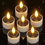 Lot de 6 bougies solaires led extrieures tanches capteur lumire crpuscule piles rechargeables bougies ...