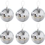 Lot de 6 boules disco argentes de 4cm pour dcoration de fte, de nol, de mariage, effet d'clairage ...